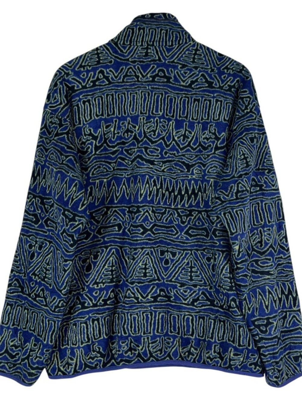Vintage 90s Patagonia Synchilla Fleece Blue Aztec Print Snap-T RARE | Men Small - Picture 2 of 7
